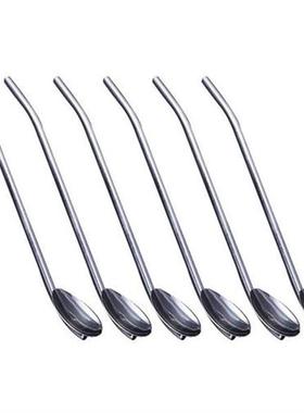 Spoon Straws Straw Spoons Metal Drinking Reusable Stainless