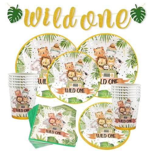 Jungle Animal Supplies Tableware Happy Birthday Party Decor