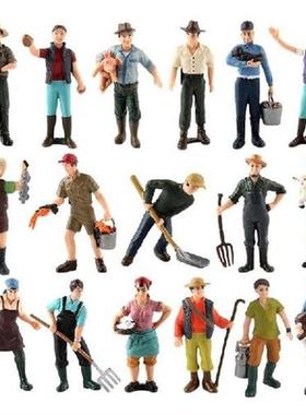17PCS Simulation Farmer Model Miniature Farm Character