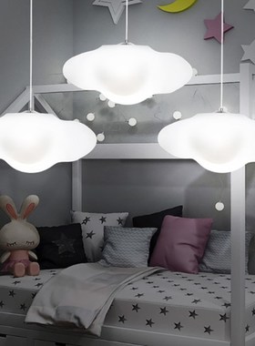 Creative white plastic floating cloud chandelier for childre