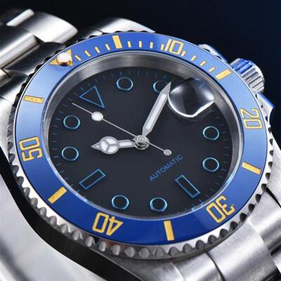 Sterile Black Blue Nail Surface Mens Automatic Mechanical W