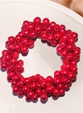 6 Colors Woman Elegant Pearl Hair Ties Beads Girls Scrunchie