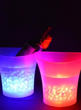 New LED 5L Waterproof Plastic Ice Bucket 7 Color Bars Nightc
