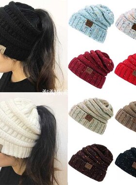 Drop Shipping CC Ponytail Beanie Hats For Women Winter Cap K
