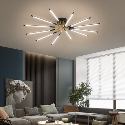 Modern LED chandelier light for living room black gold ceili