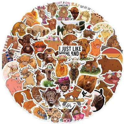 50PCS Cartoon Cute Highland Cow Stickers Graffiti