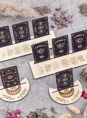 Wooden Card Stand for Tarot Moon Shape Rectangle Card Altar