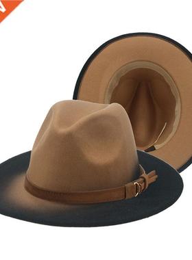 Women's Hat Fedora Gradient Color Red Blue Patchwork