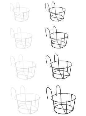 Balcony Round Flower Pot Basket Iron Railing Fence Hanging