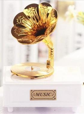 1PC Classical Gold Phonograph Model Music Cassette Drawer