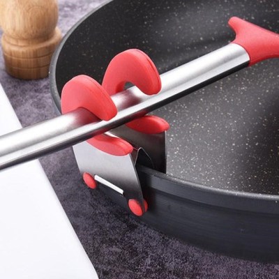 Stainless Steel Side Pot Tongs Anti Scald Spoon Holder Rubbe