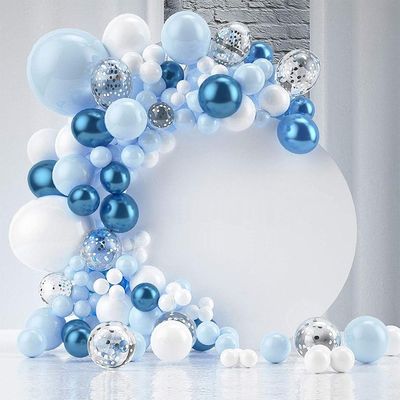 Metallic Blue Balloon Garland Arch Kit Silver Confetti Ballo