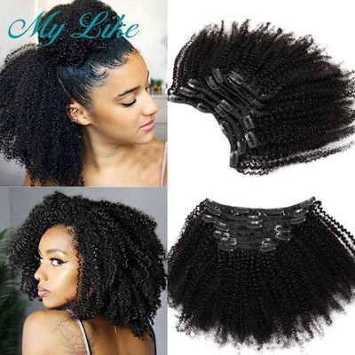 Afro Kinky Curly Clip In Human Hair Extensions Brazilian Cli