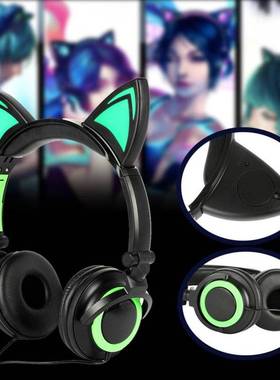 Glowing Cute CatEar Shaped Headphones Foldable Earphon