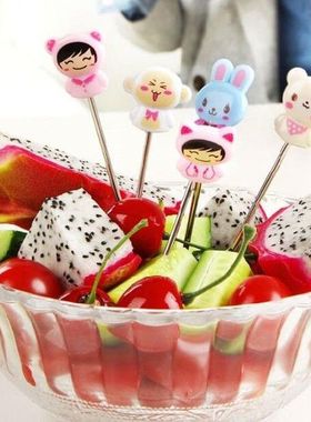 Cartoon stainless steel fruit fork set fashion fruit sign