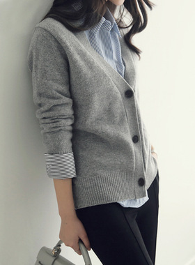 Basic Brief V Neck Cardigan Sweater Women Knitted Cardigans