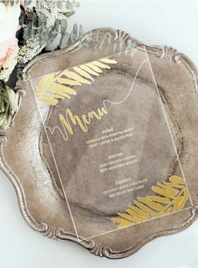 10pcs Transparent Acrylic Card gold printing,white customize