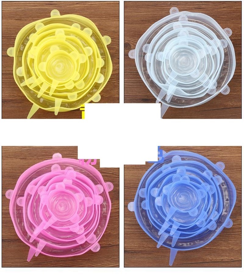 6pcs/set Reusable silicon stretch lids universal lid Silicon