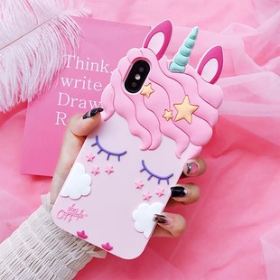 3D Cartoon Unicorn Case for iPhone 8 Cases Cute Horse Toy S