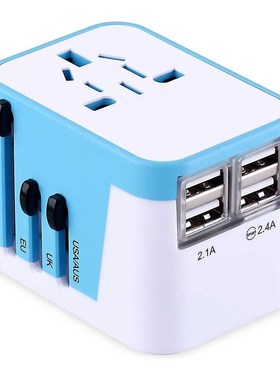 Power Plug Adapter International Travel - WITH 4 USB Ports w