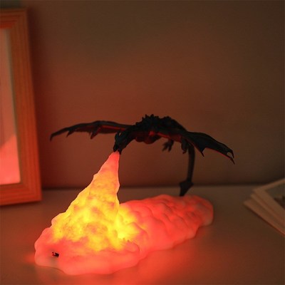 3D Printed Usb Light Fire Dragon Lamps Night Light Recharge
