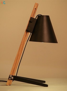European Wooden LED Table Lamps Modern Bedroom Bedside Desk