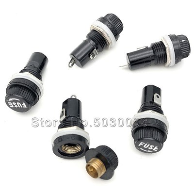 10pcs/lot Black knob 5*20MM FSE Fuse holder glass tube 10A25