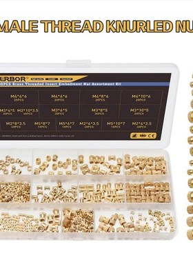 390/280PCS M2 M2.5 M3 M4 M5 Female Thread Knurled Nuts Brass