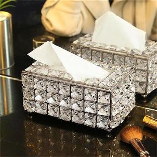 Royal Square Crystal Tissue Box Holder Home Tea Table