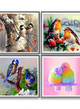 4 Pack Birds 5D DIY Diamond Painting Kits Full Drill