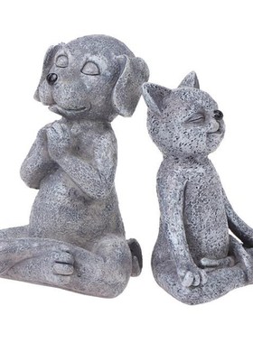 Resin Meditation Yoga Dog Statue Collectable Exquisite Small