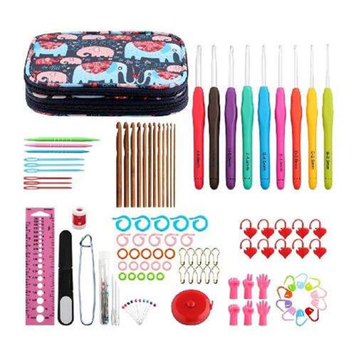 110Pcs DIY Crochet Hooks Needles Stitches Knitting Craft