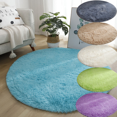 Modern Round shape Wool Imitation Sheepskin Rugs Faux Fur