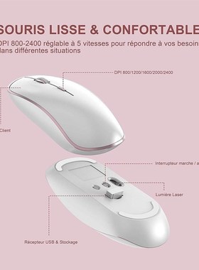 French Keyboard Wireless 2400DPI Mouse 2.4Ghz Ultra-Slim Key
