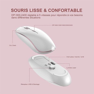 French Keyboard Wireless 2400DPI Mouse 2.4Ghz Ultra-Slim Key