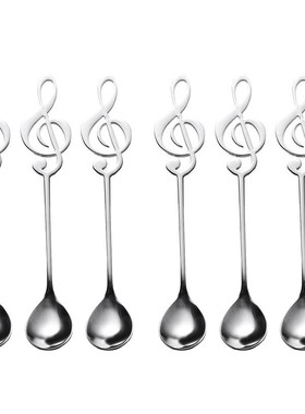 6 Pack Cute Teaspoons Stainless Steel Musical Notation Shape