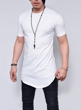New Men's T Shirt Round Neck Solid-colored