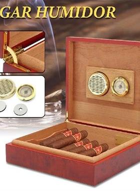 20 Count Brown Cedar Wood Lined Cigar Humidor Humidifier