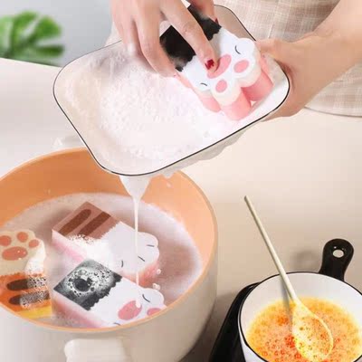 3Pcs Cat Claw Sponge Wipe Thickening Decontamination Kitchen