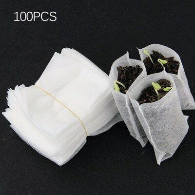 100pcs Non-Woven Degradable Seedling Lift Bags Fabrics Nurse