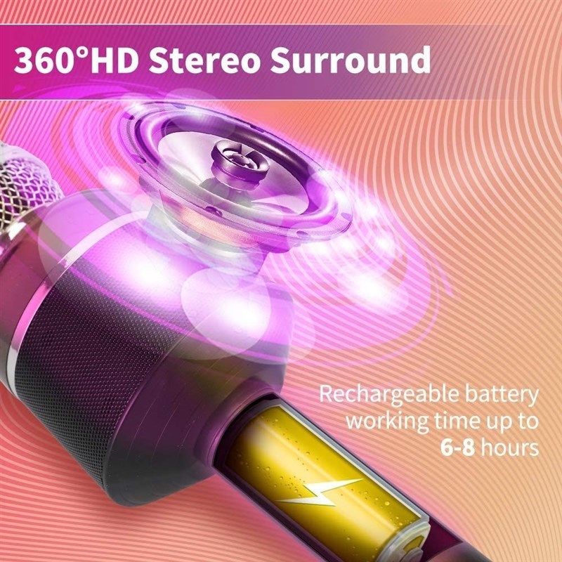 Karaoke Microphone for Kids, Wireless Bluetooth Karaoke Port