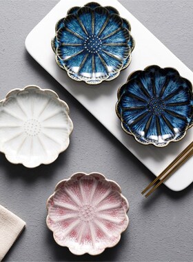 Creative Small Dish Ceramic Japanese Flower Plate Seasoning