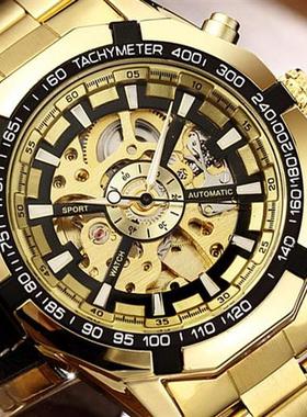Skeleton Automatic Mechanical Watch Winner Gold Men Watches