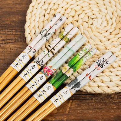 Natural Bamboo Chinese Chopsticks Reusable Tableware Dinning