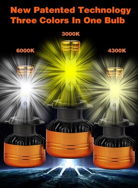 ricolor 3Color LED Headlight Z5 H1 H4 H7 H11 HB4 10W 11600LM