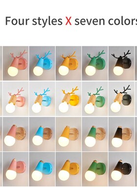 Bulb Wall Lamp Creative Personality Antler Macaron Wall Lamp