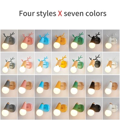 Bulb Wall Lamp Creative Personality Antler Macaron Wall Lamp