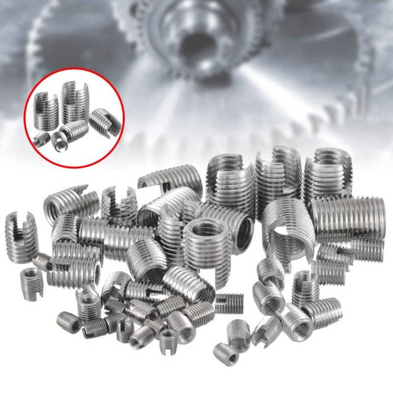 50pcs/set Thread Repair Insert Self Tapping Slotted Screw Th