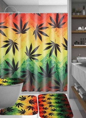 1/3/4PCS Bathroom Shower Curtain Sets Shower Waterproof Curt