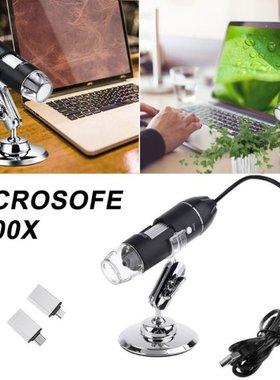 3-in-1 Digital USB Microscope 1600X Portable 2Adapters Suppo